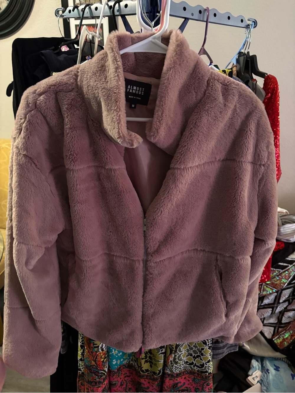 Almost Famous Plush Teddy Jacket in Mauve